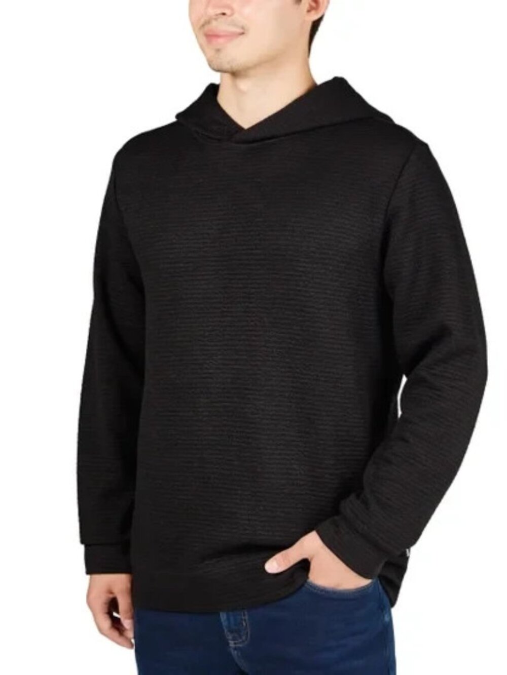 Infinity Men's Textured Jacquard Hoodie, Black Size L